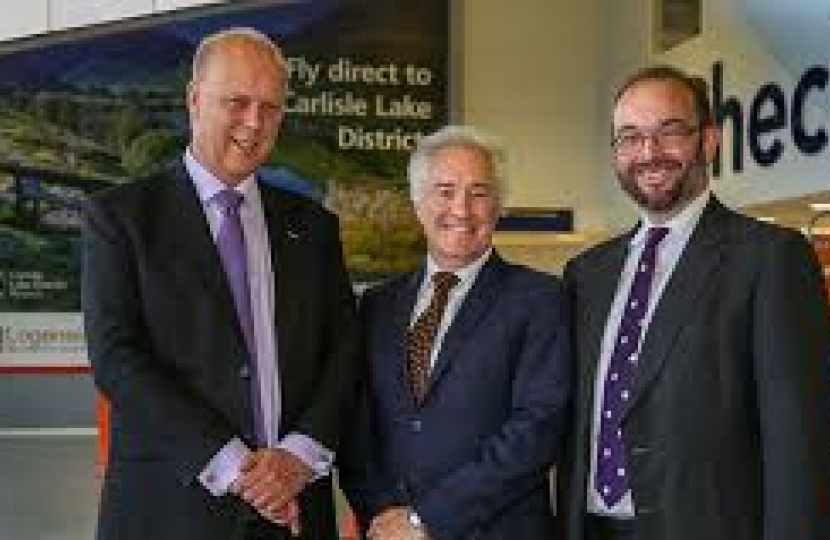 Chris Grayling and James Duddridge during a visit to Southend Airport