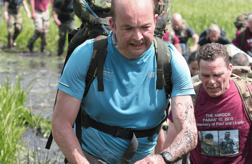 James Duddridge, Member of Parliament for Rochford and Southend East, being put through his paces on the Paras’ 10 course