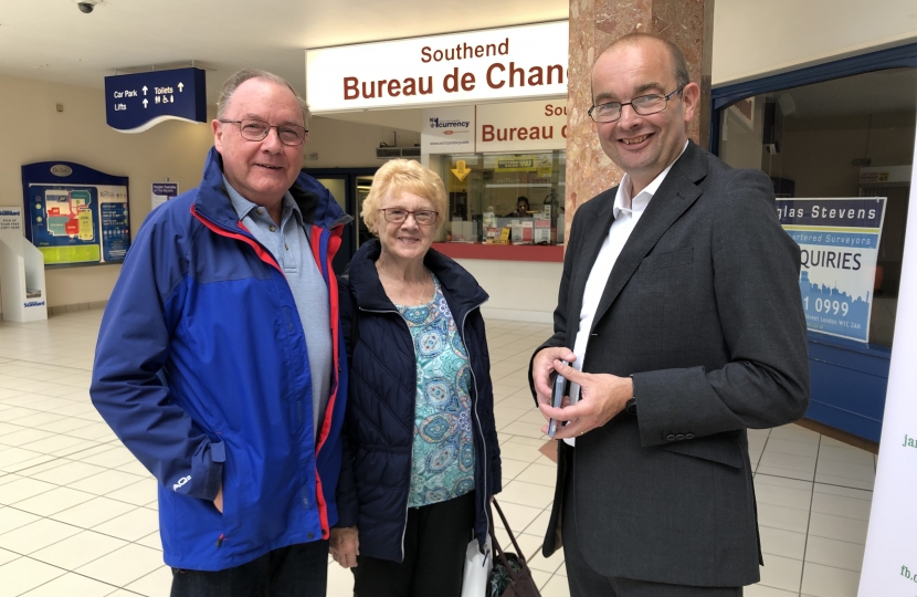James Duddridge with shoppers in The Royals.
