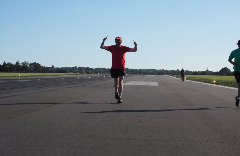 James Duddridge MP running along the runway at London Southend Airport