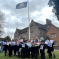 Photo of Sir James Duddridge KCMG MP, Anna Firth MP, the Mayor of Southend and pupils from St Helen’s Catholic Primary School with their hand drawn flags following the raising of the Commonwealth Flag for Peace.