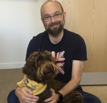 James Duddridge MP with Rolo, a rescue therapy dog