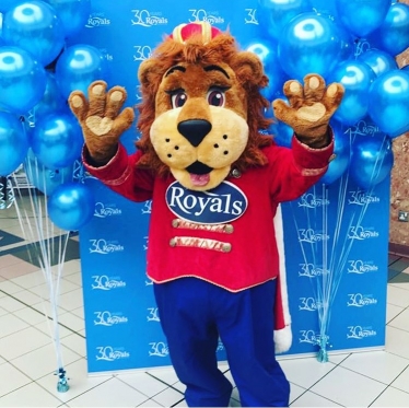 Royals Mascot celebrating their birthday